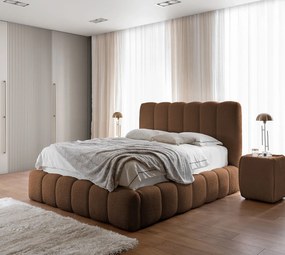 Brązowe łóżko tapicerowane z pojemnikiem 5 rozmiarów W7-N13