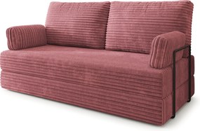 Masseno Sofa piankowa SILAR z funkcją spania, Kanapa z pianki do salonu, Bezmontażowa, Tkanina sztruksowa – Pudrowy róż TILIA 62