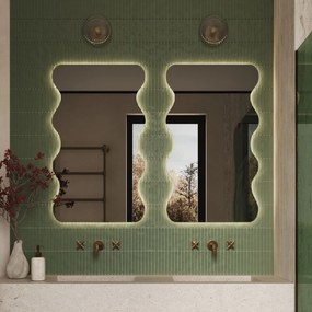 Lustro dekoracyjne oszlifowane z podświetleniem WAVE Duo LED| Różne rozmiary | Różne kolory : Kolor tafli szkła - Grafit, Rozmiar - 50 x 100 cm