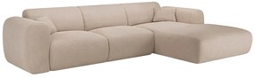Duża kanapa narożna prawostronna z beżowej teksturowanej tkaniny POGNI marki Maison Céphy