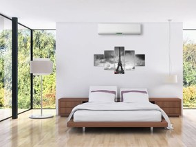 Obraz - Wieża Eiffla i czerwony samochód (125x70 cm)