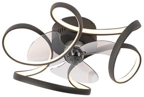 Czarny Wentylator sufitowy z lampą z LED i pilotem - MandyDesignerski Oswietlenie wewnetrzne