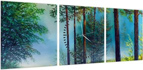 Obraz - Obraz olejny przedstawiający krajobraz (z zegarem) (90x30 cm)