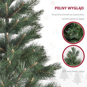 HOMCOM Choinka Ø90 x 180 cm, sztuczna jodła, realistyczne igły, Zielony | Aosom PL