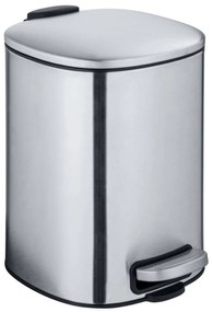 Kosz na śmieci z pedałem ALASSIO z funkcją Easy-Close, matowa stal nierdzewna, 5 L, WENKO