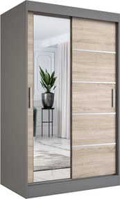 Szafa przesuwna 120 cm antracyt + dąb sonoma B8-D48