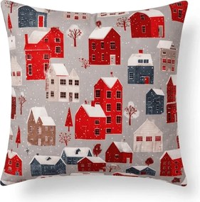 Poszewka na poduszkę z mikrofibry WINTER COTTAGE 45x45 cm, szara