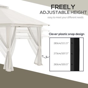 Outsunny Pawilon Składany 4x4m Kremowy z 4 Ścianami Siatkowymi Regulowana Wysokość Dach Wentylacyjny Torba na Akcesoria | Aosom PL