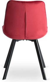 Krzesło Tapicerowane do Salonu RICK Bordowe Welurowe Nowoczesne Loft