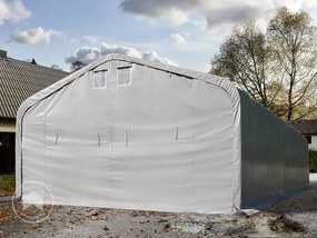 TOOLPORT 7x21m Namiot garażowy - 2,6 m wysokość ścian bocznych z 5x2,9m brama, PVC 850, szary, bez statyki - (99499)