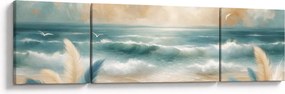 Obraz – Malowana plaża w delikatnych kolorach (170x50 cm)