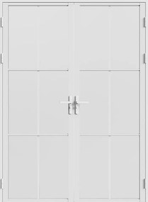 Dwuskrzydłowe odwracalne ościeżnicowe drzwi aluminiowe z matowym szkłem - 2 x W204 x S73 cm - Białe - SEROTO