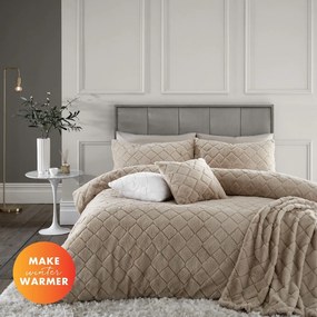 Beżowa pościel dwuosobowa z mikropluszu 230x220 cm Cosy Diamond – Catherine Lansfield
