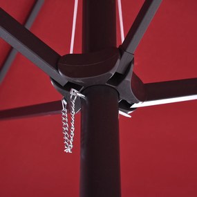 Outsunny Duży Parasol Podwójny Owalny na Taras z Korbką Czerwone Wino 460x270cm | Aosom PL