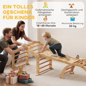 AIYAPLAY 9-w-1 drabinka wspinaczkowa do wnętrz, pochylna, zjeżdżalnia, drabinka, tablica do pisania, dla małych dzieci, drewno