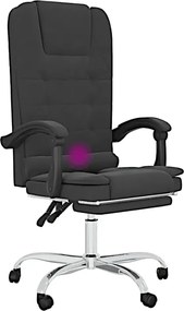 Czarne rozkładane krzesło biurowe z podnóżkiem masujące - Pexo