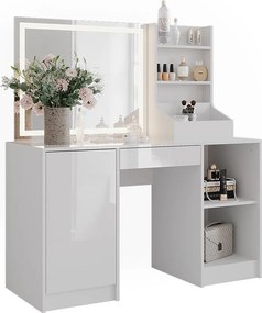 Stół toaletowy biały/biały wysoki połysk 128.2x50.1x76 sherry