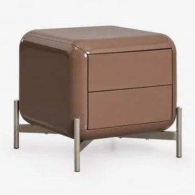 Stolik Nocny 45x45 Cm Z Mdf Alazne Camelowy Brąz - Sklum