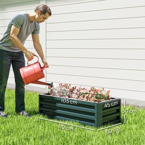 Outsunny Metalowa podwyższona grządka zestaw 2 szt., Otwarty spód, Do ogrodu i na balkon, 110x50x30cm, Zielony | Aosom PL