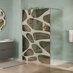 Walk-In Dusche EIRA - Grauglas Wave-Muster 10 mm