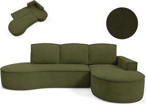 Narożnik MOLLY Prawostronny z funkcją spania, wolnostojący tkanina CURIO 39 Zielony