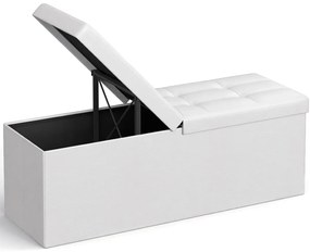 Biała skórzana pufa pikowana R0-P51