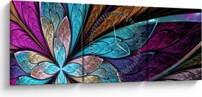 Obraz - Abstrakcja, kwiat (z zegarem) (90x30 cm)