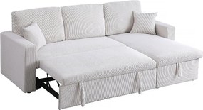 Narożnik sztruksowy "Alain" - 3-osobowy - beżowy