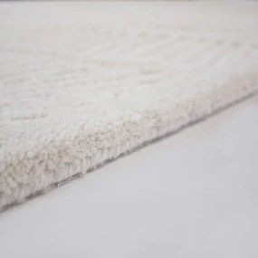 Biały dywan z mieszanki wełny tkany ręcznie 160x230 cm Sculptured Wave – Flair Rugs