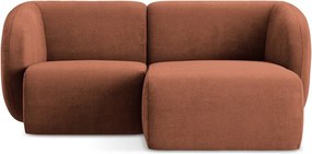 Narożnik z tkaniny szenilowej (prawostronny/z szezlongiem) w kolorze terakoty Lani – Makamii