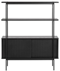 Czarny regał w dekorze jesionu z drzwiami przesuwnymi 94x114 cm Angus – Actona