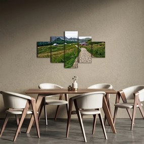Obraz - Krajobraz górski z domami (125x70 cm)