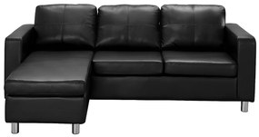 Kanapa narożna dwustronna z ekoskóry ACKLEY - Czarny