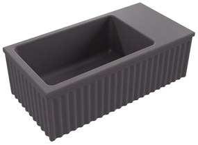 Umywalka betonowa ryflowana nablatowa / wisząca prostokątna 60 x 30 cm WELLE | różne kolory : Kolor - Brązowy, Typ montażu - nablatowa