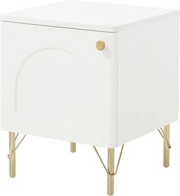 Zestaw 2 stolików nocnych 1-drzwiowych  - Biały i złoty - ALOBARA