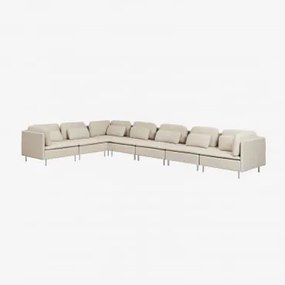 Sofa Narożna Modułowa Oriol 7-częściowa Tkaniny Beżowy Krem - Sklum