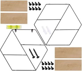 STILISTA Półka ścienna sześciokątna, św. drewno, 51x58x11 cm
