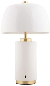 Biała lampa stołowa LED ze ściemniaczem i metalowym kloszem (wysokość 30 cm) Freya – Leitmotiv