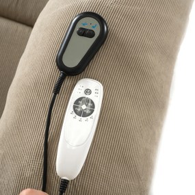 Fotel Masujący FENIX z Funkcją Wstawania Elektrycznie Rozkładany Beżowy Nowoczesny