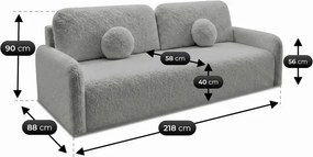Sofa DUO Rozkładana Dwuosobowa Ciemnoszara Boucle Japandi