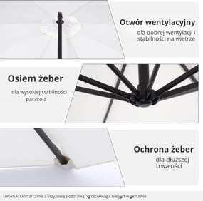 Outsunny Parasol Ogrodowy z Korbką 3m Kremowy Wytrzymały i Elegancki | Aosom PL