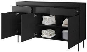 Komoda trzydrzwiowa Sentia 157 z trzema szufladami - czarny / czarny