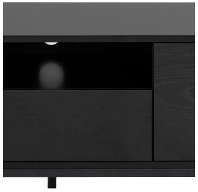 Czarna szafka pod TV w dekorze jesionu 140x45 cm Seaford – Actona