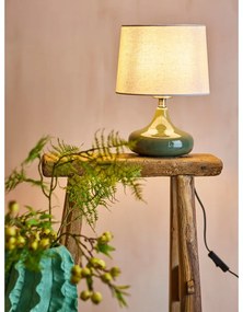Ciemnozielona lampa stołowa z tekstylnym kloszem (wysokość 28 cm) Loa – Bloomingville