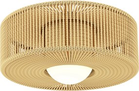 HOMCOM Lampa sufitowa, wisząca lampa boho z oprawką G9 LED, abażur ze sznurka konopnego okrągły