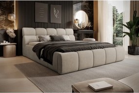 Łóżko GIULIA tapicerowane z pojemnikiem na pościel kolor Beżowy WERSAL