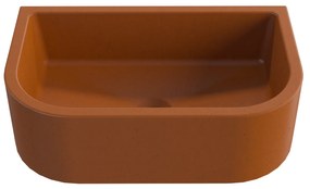 Umywalka betonowa półokrągła wisząca / nablatowa bez otworu na baterię 49 x 30 cm PALANGA | różne kolory : Kolor - Ceglasty, Typ montażu - nablatowa