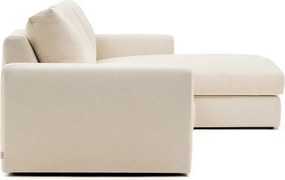 Beżowy narożnik z tkaniny szenilowej (prawostronny/z szezlongiem) Alea – Kave Home