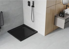 Mexen Flat brodzik kwadratowy slim 100 x 100 cm, czarny, syfon czarny - 40701010B