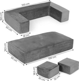 Modułowa sofa piankowa, dziecięca Twino, kolor szary